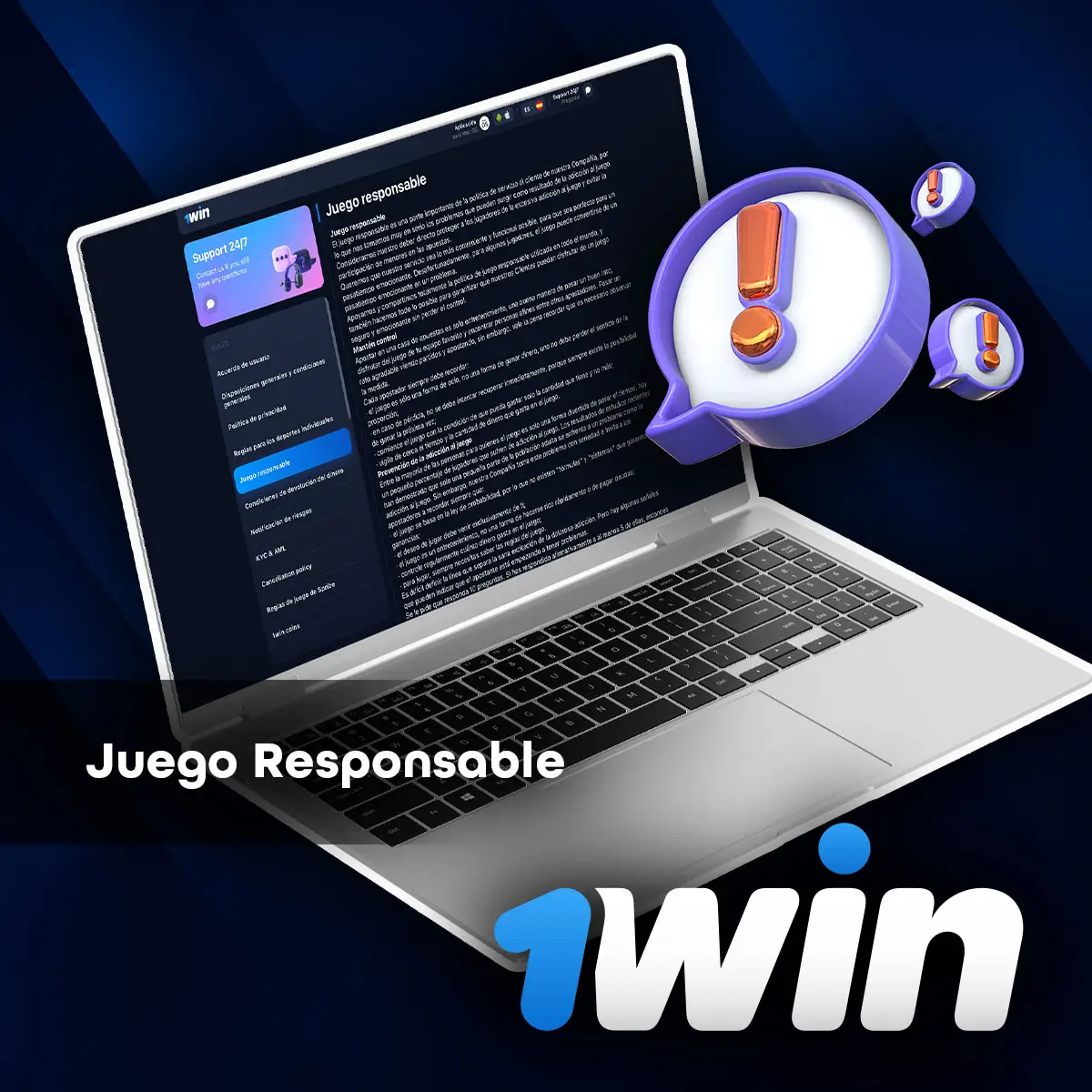 Responsabilidad por apostar en la casa de apuestas 1win